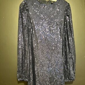 Navy sequin dress.  Windsor M, fits more like an XS.